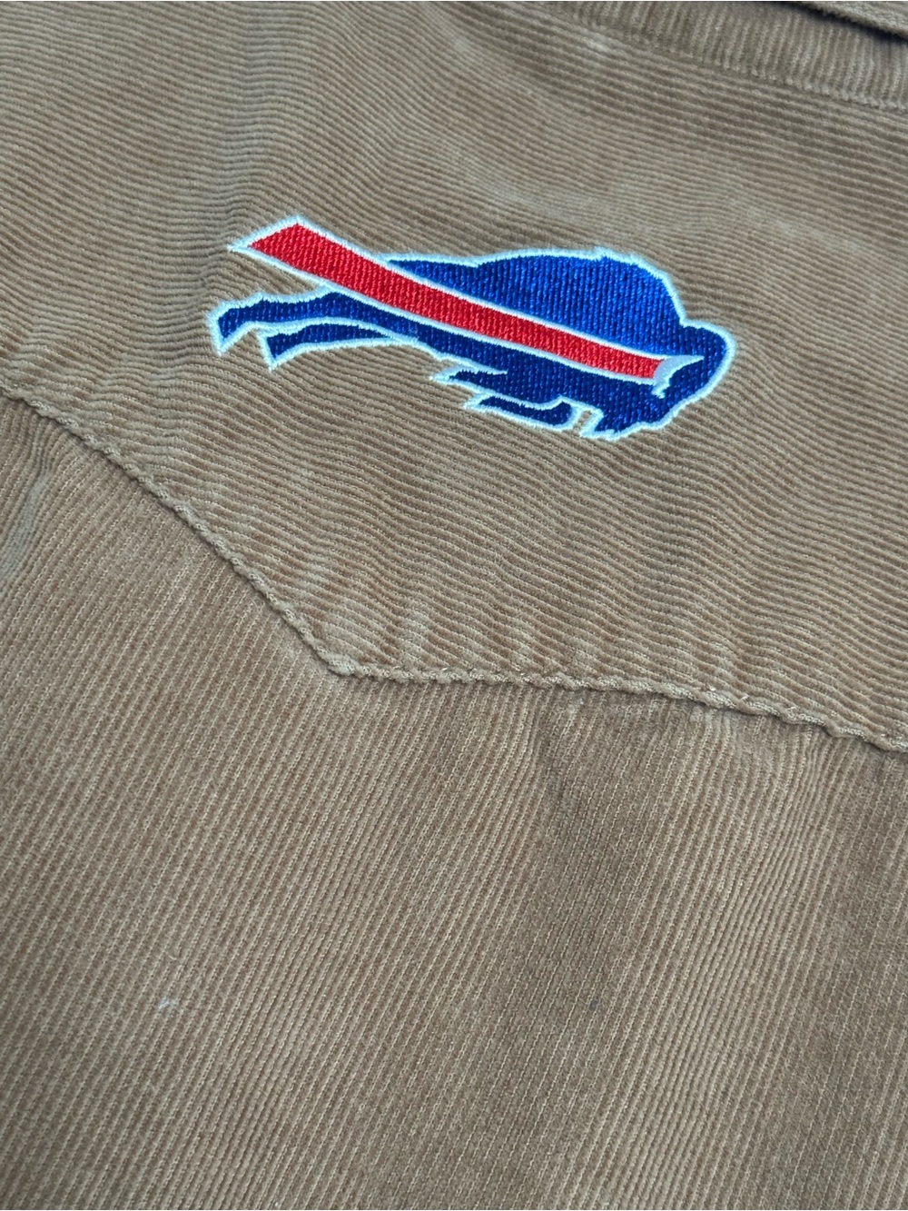 Buffalo Bills Embroidered Brown Corduroy Button-Down Shirt